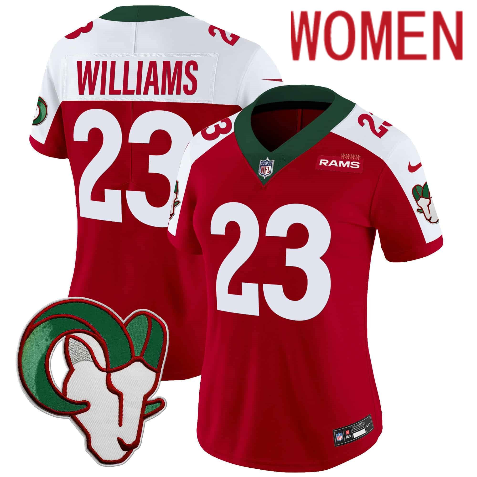 Women Los Angeles Rams #23 Williams Red 2024 Nike Mexico Vapor Limited NFL Jersey->women nfl jersey->Women Jersey